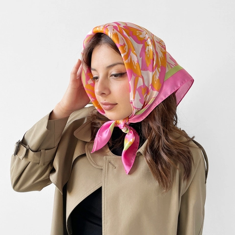 Pañuelo Cuadrado de Satén para Mujer Seda Estampado Paisley Leopardo Bandana Elegante Retro Francés para Viajes Diario Accesorio Cabello