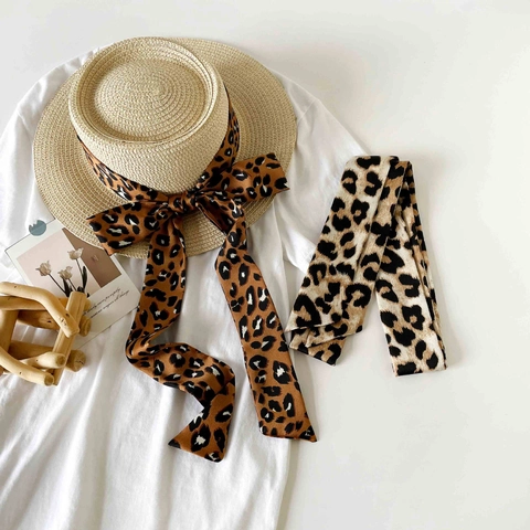 Dames Mode Satijn Smalle Zijden Sjaal Stippen Luipaard Gestreept Paisley Print Lange Skinny Sjaal Lint Voor Haar Nek Tas Accessoire