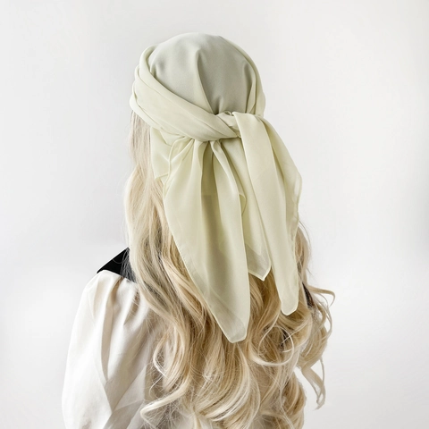 Women's Solid Color Artificial Pearl Chiffon Square Scarf Lightweight Headscarf Fashion Neck Scarf Bandana Wrap Accessory For Lady