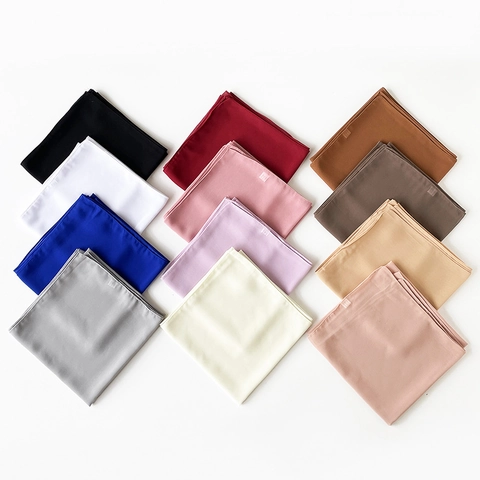 Women's Solid Color Artificial Pearl Chiffon Square Scarf Lightweight Headscarf Fashion Neck Scarf Bandana Wrap Accessory For Lady