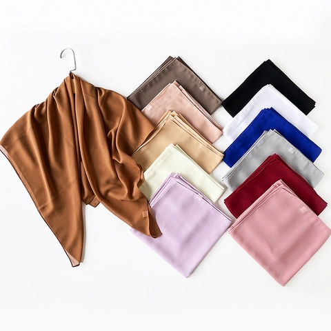 Women Artificial Pearl Chiffon Square Scarf Elegant Solid Color Lightweight Headscarf Hijab Soft Fashion Accessories Shawl Wrap