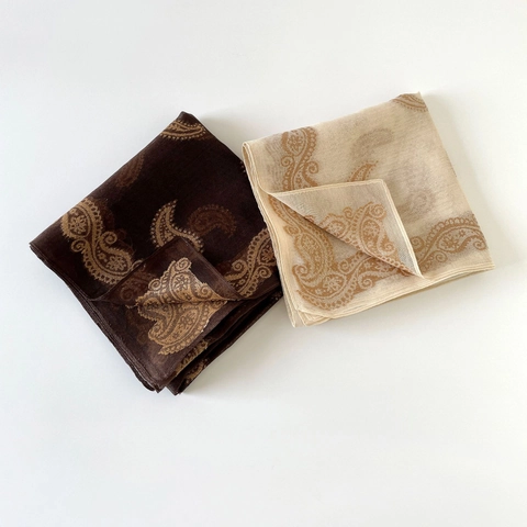 Vintage Paisley Pattern Hollow Cut Satin Square Scarf For Women Professional Decorative Elegant Silk Like Neck Scarf Accessory