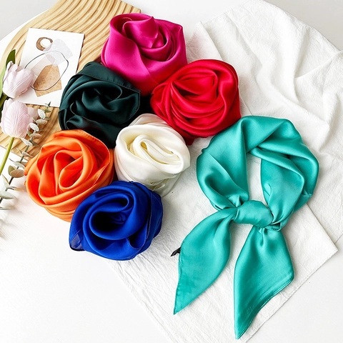 Foulard Quadrato in Raso a Tinta Unita Elegante da Donna Foulard Effetto Seta Foulard per Protezione Solare Estiva Bandana