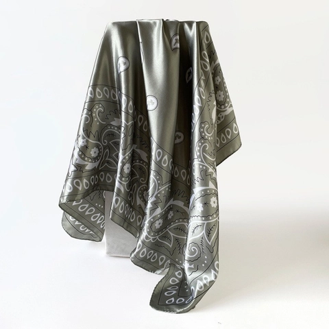 Carré de Soie Satiné Imprimé Paisley Vintage pour Femme Bandana Soyeux Minimaliste pour Accessoire Cheveux Quotidien