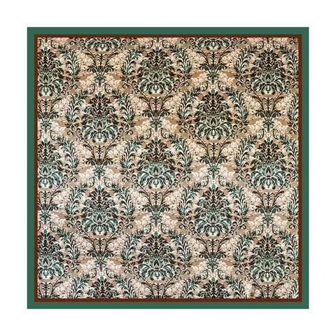 Pañuelo Cuadrado de Satén con Estampado de Damasco Vintage para Mujer Pañuelo Estilo Barroco Bandana Tacto Seda Accesorio