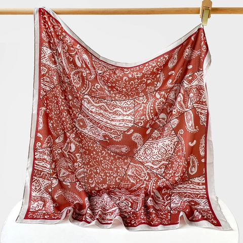 Retro Fischgrät Paisley Blumenmuster Quadratisches Satin Halstuch Damen Elegant Kopftuch Großer Modeschal Für Den Alltag
