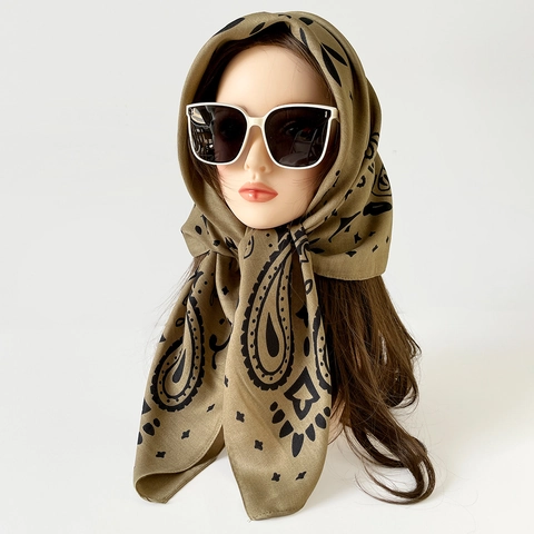 Paisley Druck Quadratischer Schal Bandana Für Damen 90cm Satin Seidenähnliches Kopftuch Böhmisch Vintage Großer Halsschal