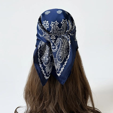 Dames Vintage Paisley Patroon Satijn Bandana Sjaal Retro Boheems Vierkante Hoofddoek Voor Haar Nek Handtas Decoratie Accessoire