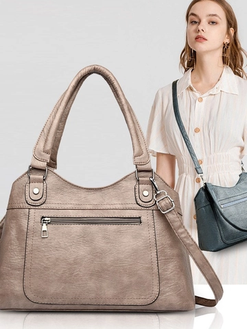 Bolso Tote Retro de Gran Capacidad para Mujer Cuero PU Textura Litchi Bolso de Hombro Con Correa Ajustable Bolso Casual