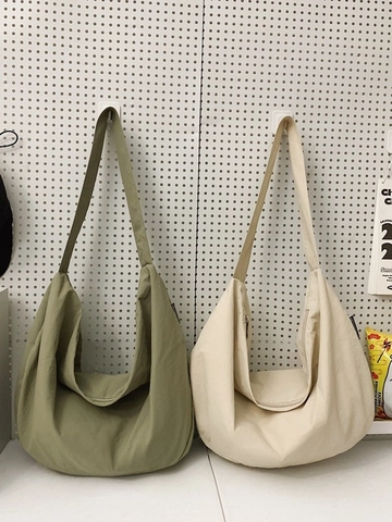 Women's Large Capacity Nylon Hobo Shoulder Bag Japanese Casual Tote Crescent Bag Minimalist Lightweight Daily Handbag
