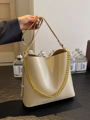 Damen Mode PU Leder Große Kapazität Kette Tragetasche Minimalistisch Eimer Umhängetasche Lässig Täglich Reise Schultertasche
