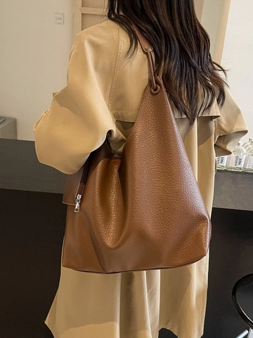 Sac Fourre-tout En Cuir PU De Grande Capacité Pour Femmes Sac À Bandoulière Minimaliste Texture Litchi Avec Sacoche Détachable