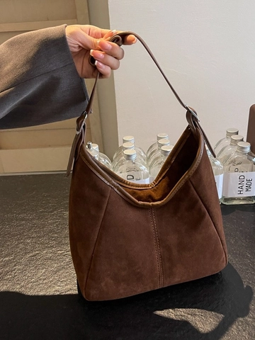 Borsa a Spalla Grande Capacità Retro Texture Scamosciata Donna Vintage Minimalista Hobo Tote Bag Borsa Pendolare Quotidiana
