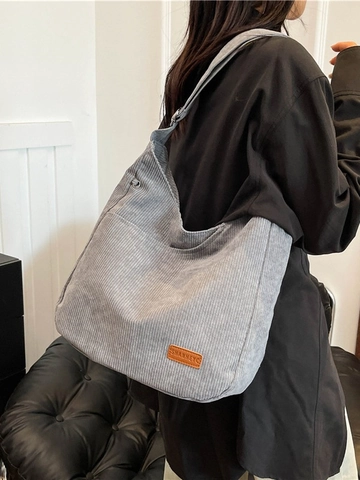 Borsa a Spalla in Velluto a Coste Donna Grande Capacità Hobo Vintage Borsa a Tracolla Casual Quotidiana Versatile