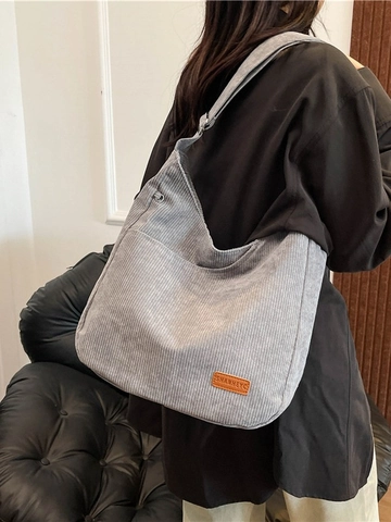 Borsa a Spalla in Velluto a Coste Donna Grande Capacità Hobo Vintage Borsa a Tracolla Casual Quotidiana Versatile