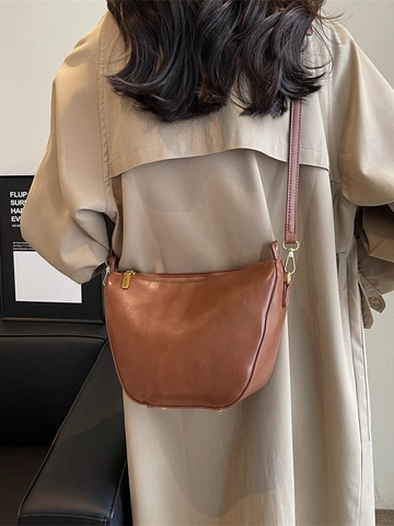 Borsa Hobo Donna Vintage in Pelle PU a Mezzaluna Grande Capacità Moda Tracolla con Nodo Borsa a Spalla Pendolare Quotidiana