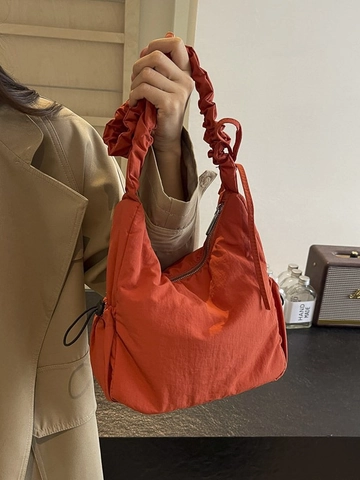 Dames Geplooide Wolk Schoudertas Oxford Stof Lichtgewicht Ruched Hobo Tas Met Trekkoord Voor Dagelijkse Casual Stijl