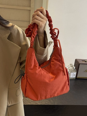Dames Geplooide Wolk Schoudertas Oxford Stof Lichtgewicht Ruched Hobo Tas Met Trekkoord Voor Dagelijkse Casual Stijl