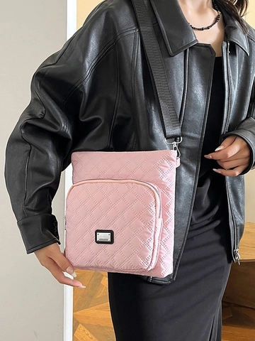 Sac Bandoulière Matelassé en Nylon pour Femmes Léger à Losanges avec Bandoulière Réglable Multi-poches Fourre-tout Décontracté