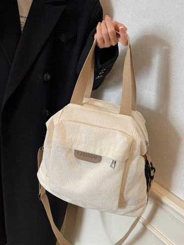 Bolso Tote de Pana Minimalista para Mujer Estilo Colegial Color Sólido Bolso de Mano Hombro Bandolera para Escuela Trabajo