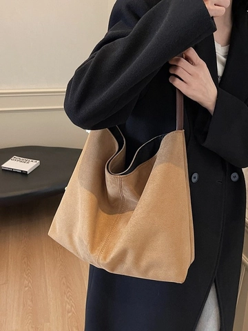 Minimalistische Suède Scrub Schoudertas Voor Dames Grote Capaciteit Urban Simple Tote Hobo Tas Veelzijdige Dagelijkse Tas