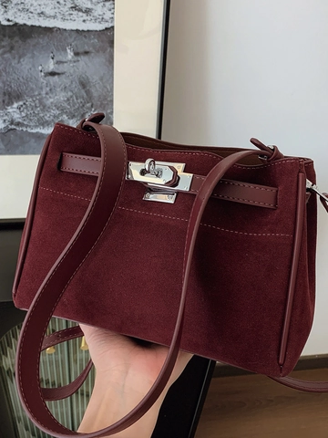 Borsa a Spalla Vintage in Pelle PU Opaca Stile Kelly Con Fibbia in Metallo Piccola Borsa a Mano Minimalista per Donna