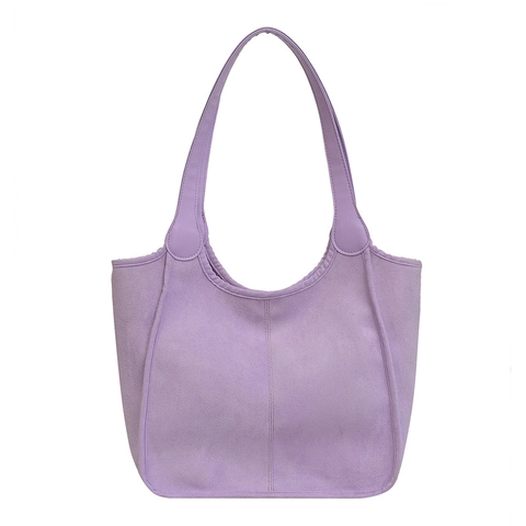 Bolso Tote de Gran Capacidad Para Mujer PU Esmerilado Textura Ante Minimalista Color Sólido Bolso de Hombro Para Viajes
