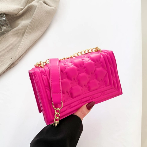 Women Elegant Quilted PU Leather Shoulder Bag Small Square Flap Crossbody Bag With Gold Chain Strap Retro Commute Handbag