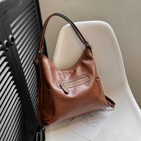 Borsa a Spalla da Donna in Pelle PU di Grande Capacità Borsa a Tracolla alla Moda Zaino Multifunzionale per Pendolari Quotidiani