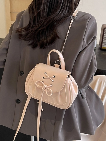 Damen Ballett-Stil Schleife Rucksack PU-Leder Marmor-Textur Mini Umhängetasche Für Reisen Lässig Mode Taschen