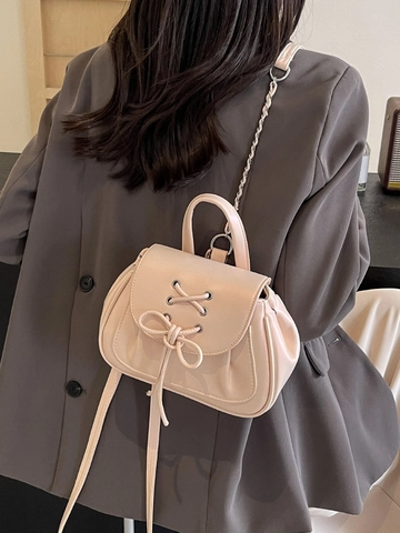 Damen Ballett-Stil Schleife Rucksack PU-Leder Marmor-Textur Mini Umhängetasche Für Reisen Lässig Mode Taschen