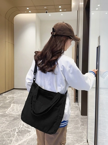 Large Capacity Washed Denim Tote Bag For Women Casual Multi Pocket Shoulder Crossbody Bag Student School Travel Handbag