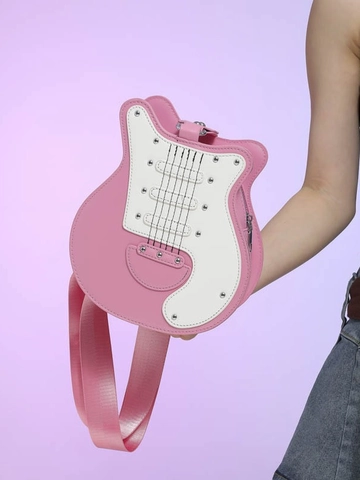 Sac à Bandoulière Créatif en Forme de Guitare Électrique pour Femme Cuir PU Style Punk Rock Sac à Main Nouveauté