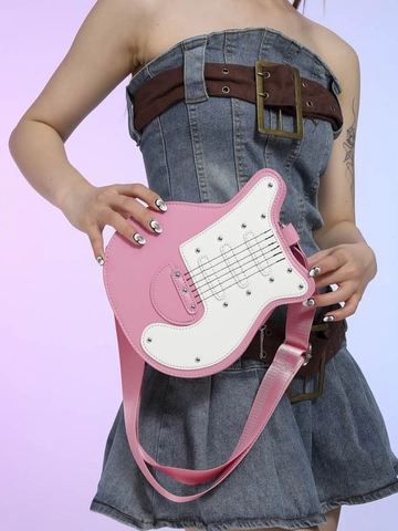 Sac à Bandoulière Créatif en Forme de Guitare Électrique pour Femme Cuir PU Style Punk Rock Sac à Main Nouveauté