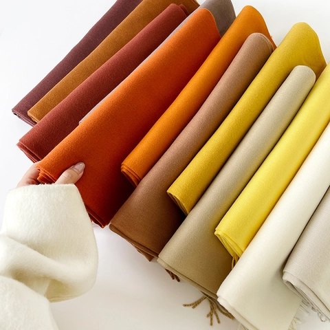Women Faux Cashmere Scarf Solid Color Warm Large Shawl Wrap With Tassels Soft Winter Pashmina Scarf For Ladies