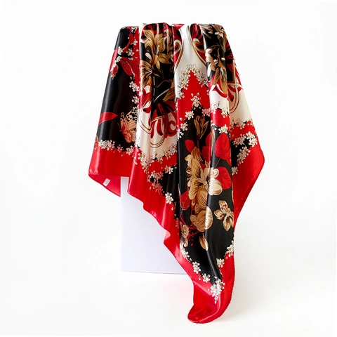 Bohemien Paisley Bloemenprint Satijnen Vierkante Sjaal Grote Zijdeachtige Hoofddoek Halssjaal Voor Dames Vintage Modeaccessoire