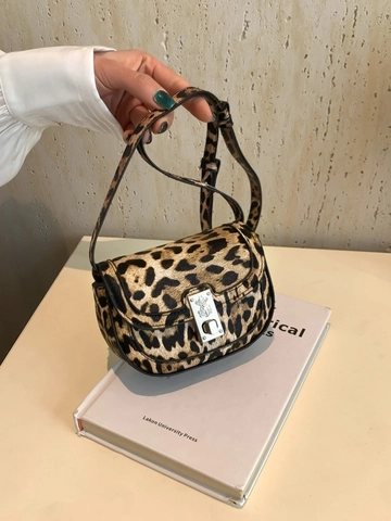 Borsa a Tracolla da Donna con Stampa Leopardata Moda in Pelle PU Mini Borsa a Sella Chiusura in Metallo Tracolla Regolabile