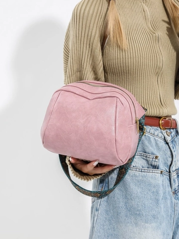 Damen Retro PU-Leder Muschel Umhängetasche Böhmischen Ethnischen Druck Breiten Gurt Multi-Reißverschluss Crossbody Tasche Täglich Casual Mode Schultertasche