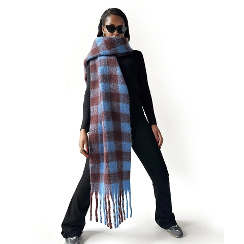 Damen Vintage Karo Quaste Schal Winter Warm Dick Mohair Haptik Großer Decken Wickelschal Für Den Täglichen Outdoor Modeaccessoire