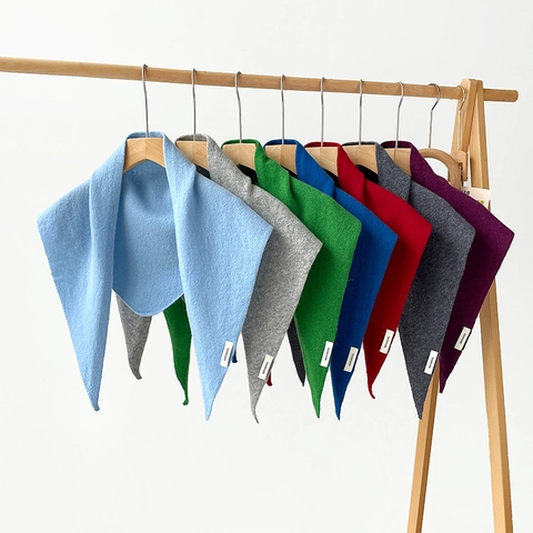 Simple Wool Knitted Triangle Scarf For Women Solid Color Warm Winter Neck Warmer Shawl Scarf Small Wrap Accessory Gift