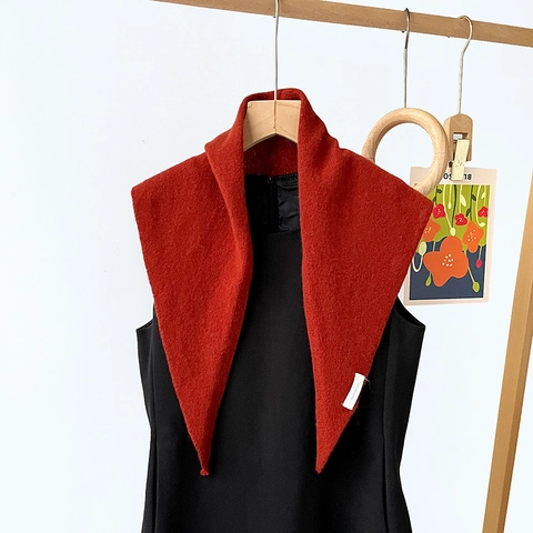 Simple Wool Knitted Triangle Scarf For Women Solid Color Warm Winter Neck Warmer Shawl Scarf Small Wrap Accessory Gift