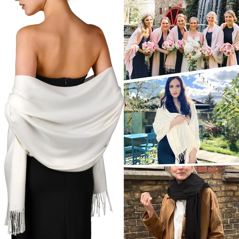 Kaschmir-Imitat Schal Für Damen Winter Warmes Großes Schultertuch Mit Quaste Weicher Polyester Pashmina Für Hochzeit Party