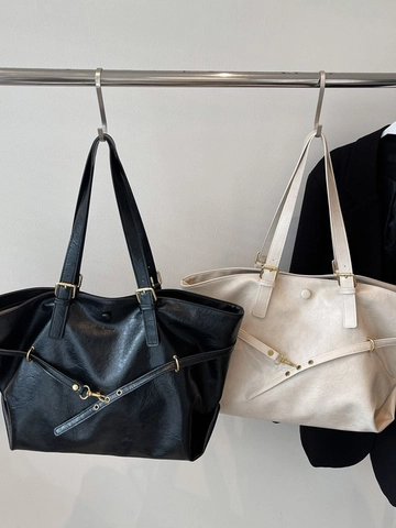 Vintage Kunstleder Tote Bag Für Damen Große Kapazität Schultertasche Lässig Pendeln Unterarmtasche Mit Zierriemen