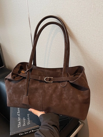 Borsa Tote da Donna in Pelle PU Effetto Scamosciato Retro Grande Capacità Minimalista Borsa a Tracolla Per Ufficio Elegante