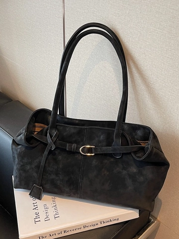 Borsa Tote da Donna in Pelle PU Effetto Scamosciato Retro Grande Capacità Minimalista Borsa a Tracolla Per Ufficio Elegante