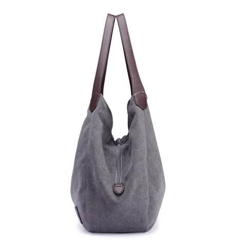 Dames Grote Capaciteit Gewassen Canvas Tote Bag Retro Multi-compartiment Schoudertas Voor Woon-werkverkeer Dagelijkse Handtas