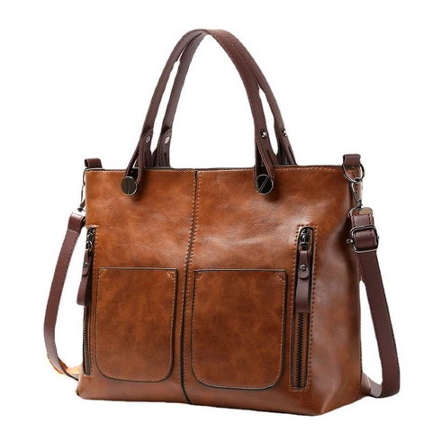 Dames Tote Bag Met Grote Capaciteit PU Leer Retro Meerdere Zakken Schouder Crossbody Handtas Voor Dagelijkse Mode