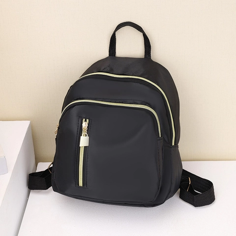Zaino Mini da Donna in Nylon Impermeabile Leggero Moda Multi-Tasca Casual Piccolo Daypack Con Cerniera Oro Borsa da Viaggio