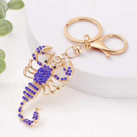 Portachiavi Scorpione in Metallo Alla Moda Con Strass Colorati Intarsiati in Lega Animale Insetto per Borsa Donna Gioielli