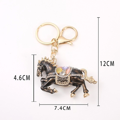 Llavero de Caballo de Esmalte y Strass de Doble Cara Aleación de Zinc Colgante de Bolso para Mujer Regalo de Moda